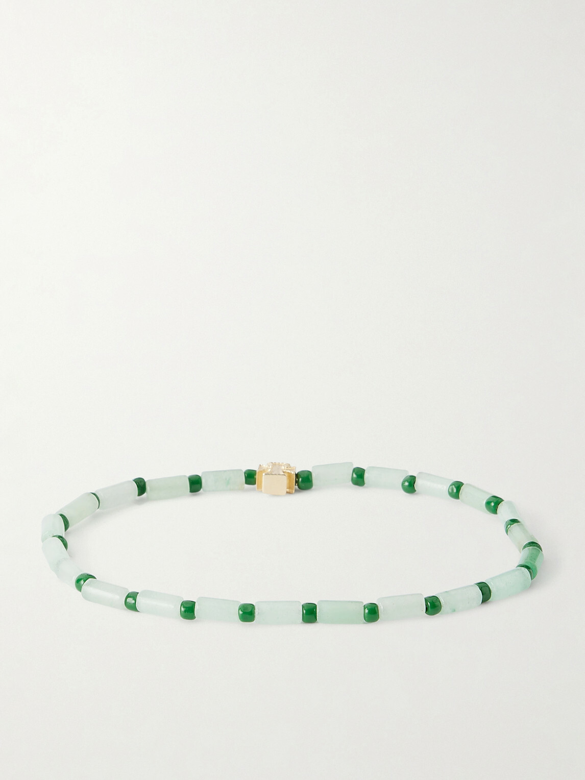 Luis Morais - 14-Karat Gold Aventurine Beaded Bracelet