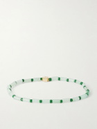 Luis Morais - 14-Karat Gold Aventurine Beaded Bracelet