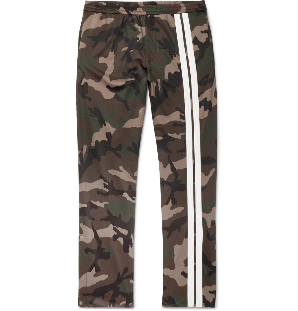 Valentino Striped Camouflage Print Jersey Drawstring Trousers