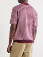 Beams Plus - Jacquard-Knit Cotton Half-Zip Polo Shirt - Red