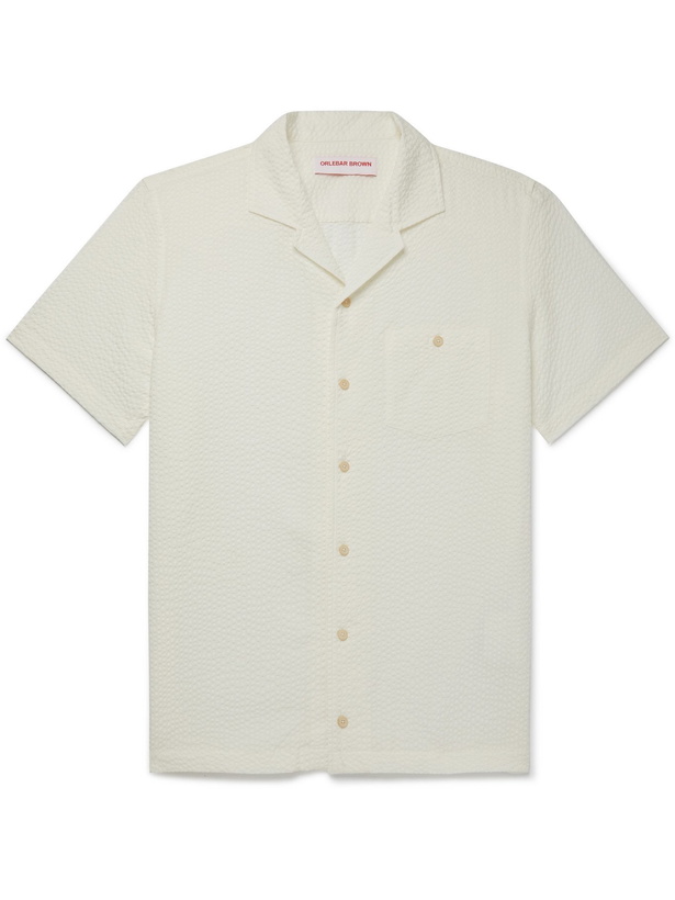 Photo: ORLEBAR BROWN - Hibbert Camp-Collar Cotton-Seersucker Shirt - Neutrals - M