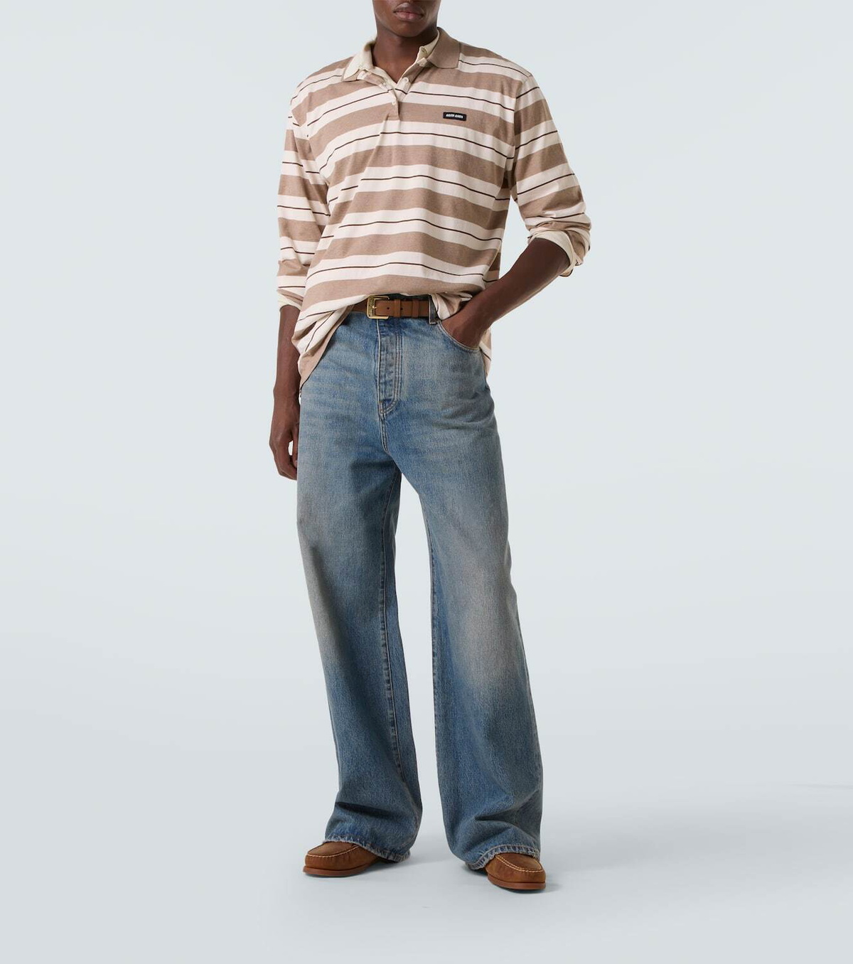 Miu Miu Striped cotton jersey polo shirt