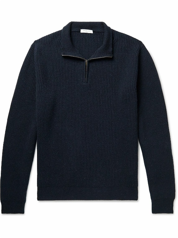 Photo: Boglioli - Ribbed Wool and Cashmere-Blend Sweater - Blue