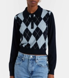 Frame Argyle wool-blend polo sweater