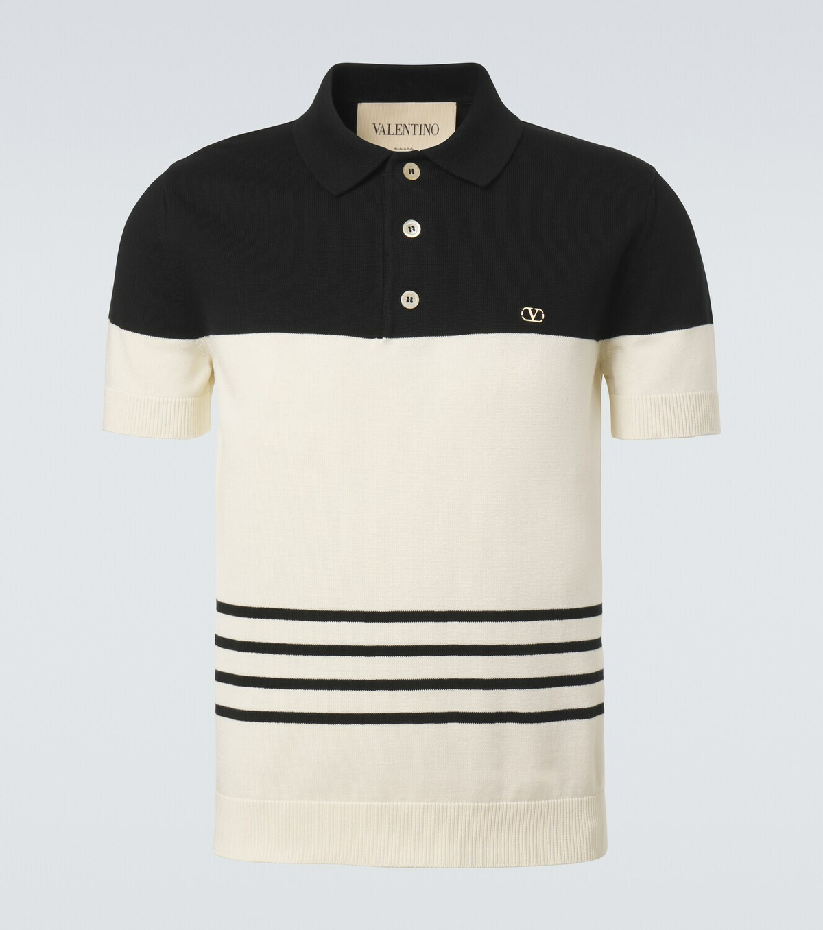 Valentino VLogo striped cotton polo sweater