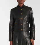 Veronica Beard Andrea cropped leather jacket