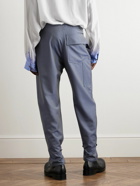 4SDesigns - Tapered Belted Herringbone Wool Trousers - Blue