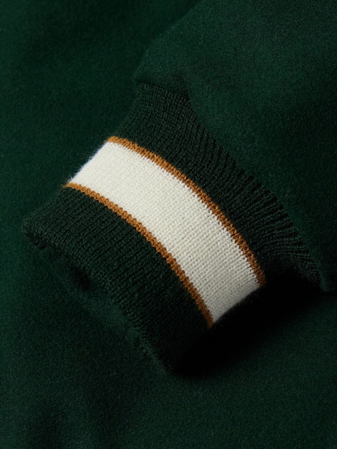 Golden Bear - Byron Striped Padded Wool-Blend Felt Varsity Jacket - Green