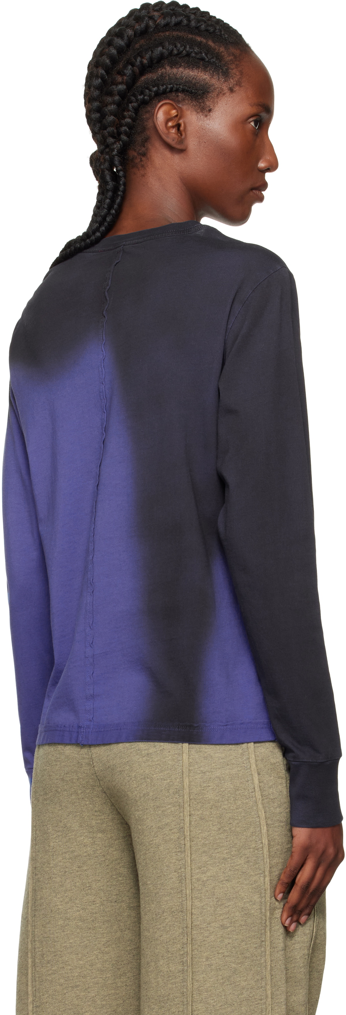 Eckhaus Latta Navy Lapped Long Sleeve T-shirt