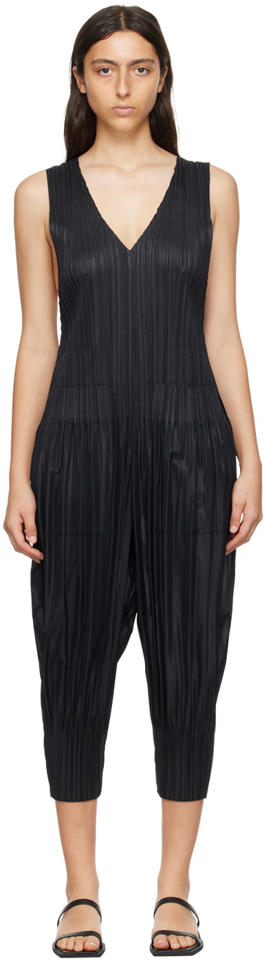 Pleats Please Issey Miyake Black Fluffy Basics Jumpsuit Pleats Please ...