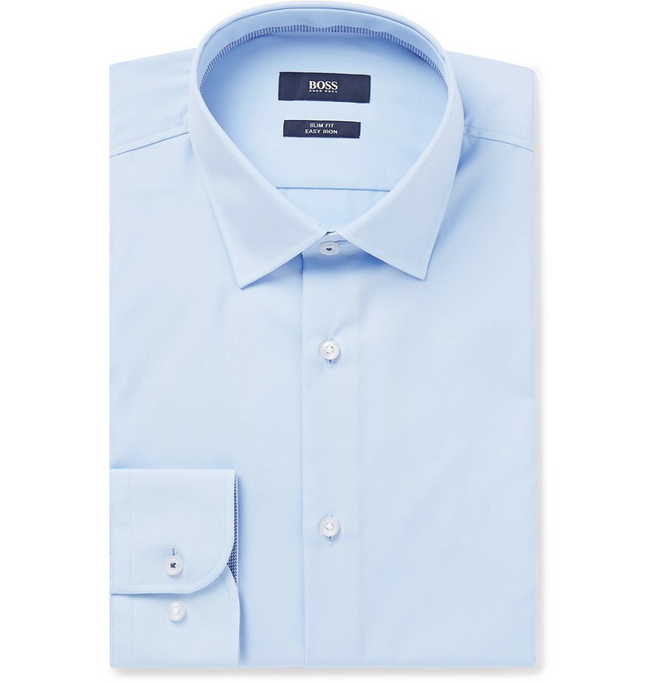 Photo: Hugo Boss - Light-Blue Jesse Slim-Fit Cotton-Poplin Shirt - Men - Blue