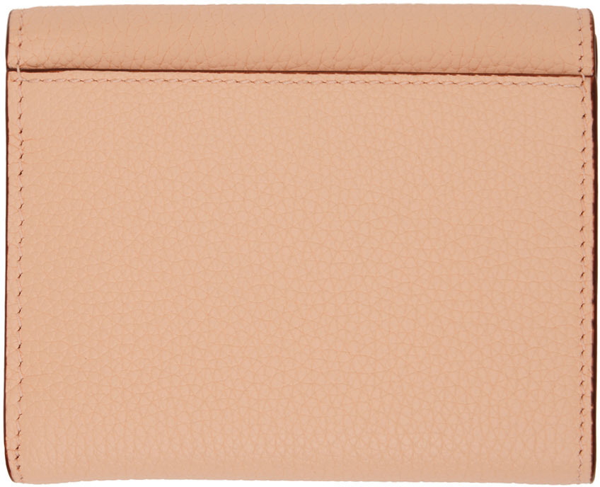 Grainy Leather TB Folding Wallet in Dusky Pink - Women