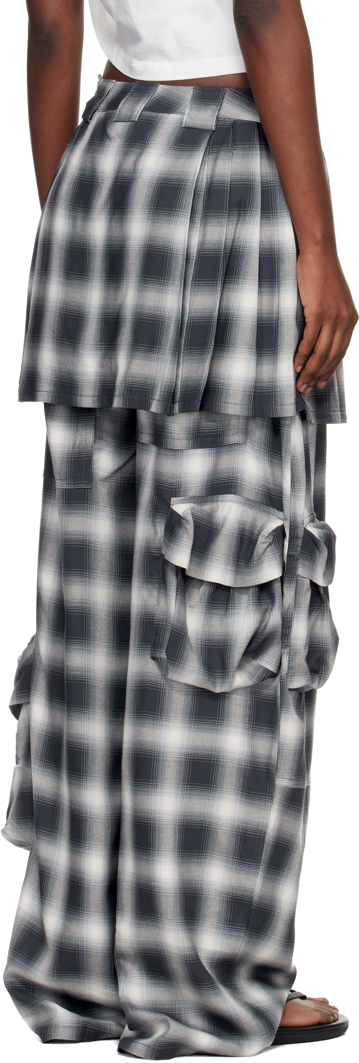 Collina Strada Gray Lightweight Flannel Lawn Skirt Cargo Pants