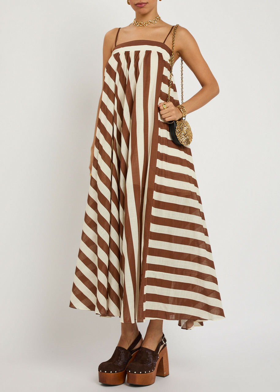 Zimmermann Daylight Striped Cotton Maxi Dress Cream