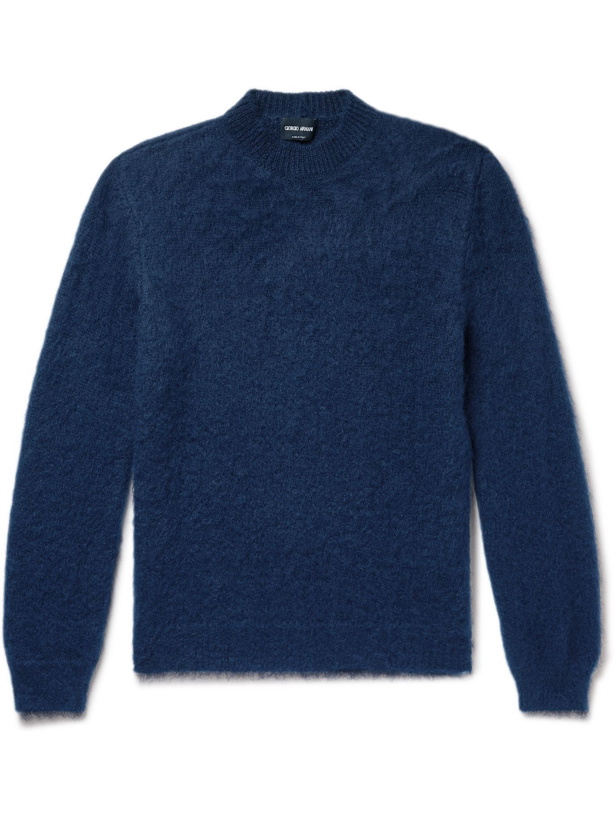 Photo: Giorgio Armani - Slim-Fit Mohair-Blend Sweater - Blue