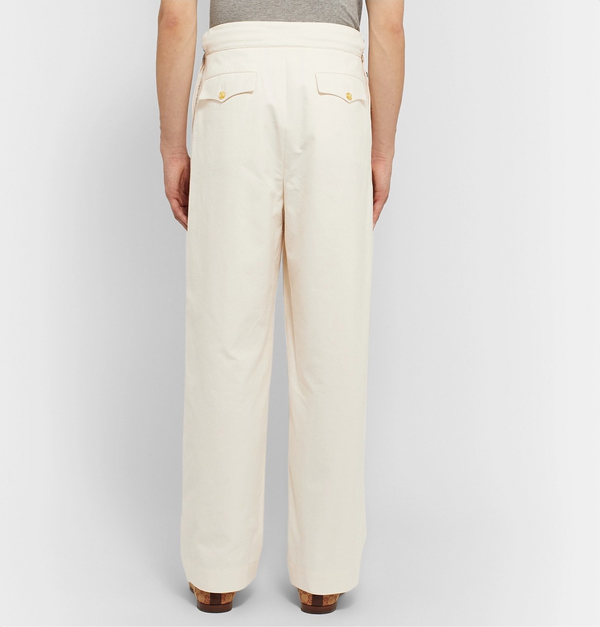 Gucci - Plaster Pleated Slub-Cotton Trousers - White Gucci