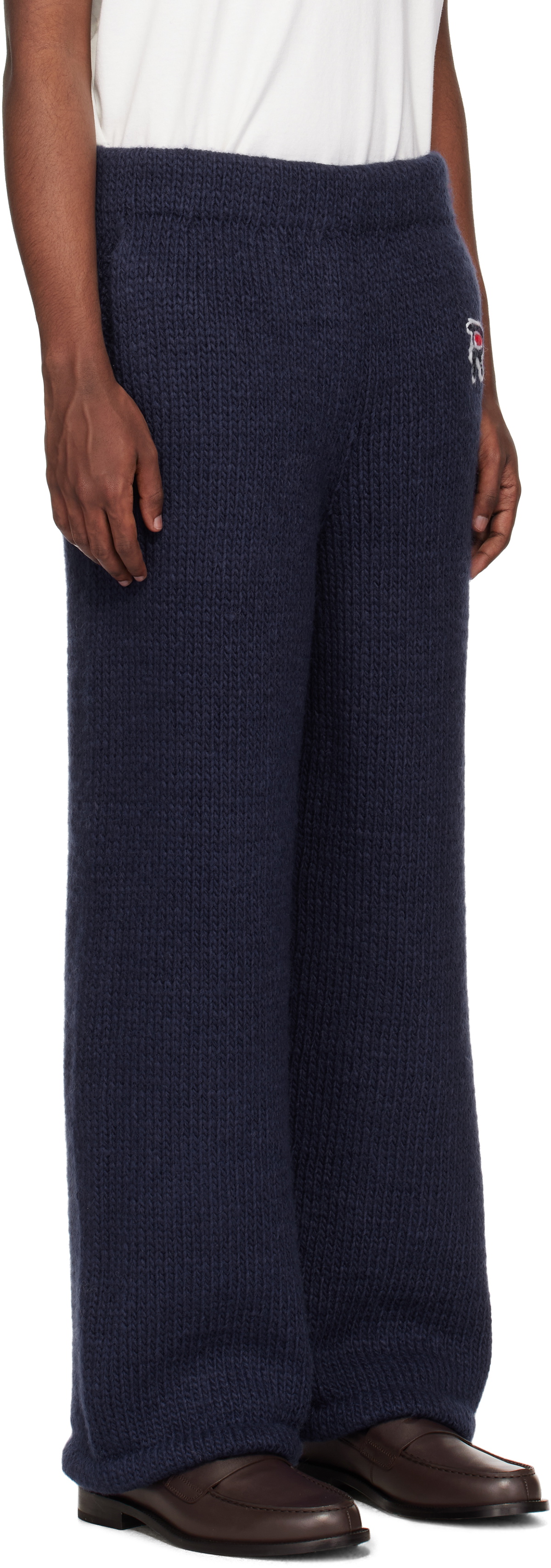 RICE NINE TEN Navy Hand Knitted Jersey Sweatpants