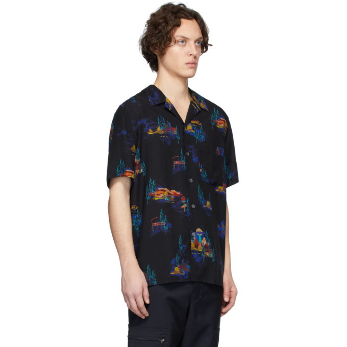 PS by Paul Smith Black Lyocell Cosmic Camp Shirt PS by Paul Smith