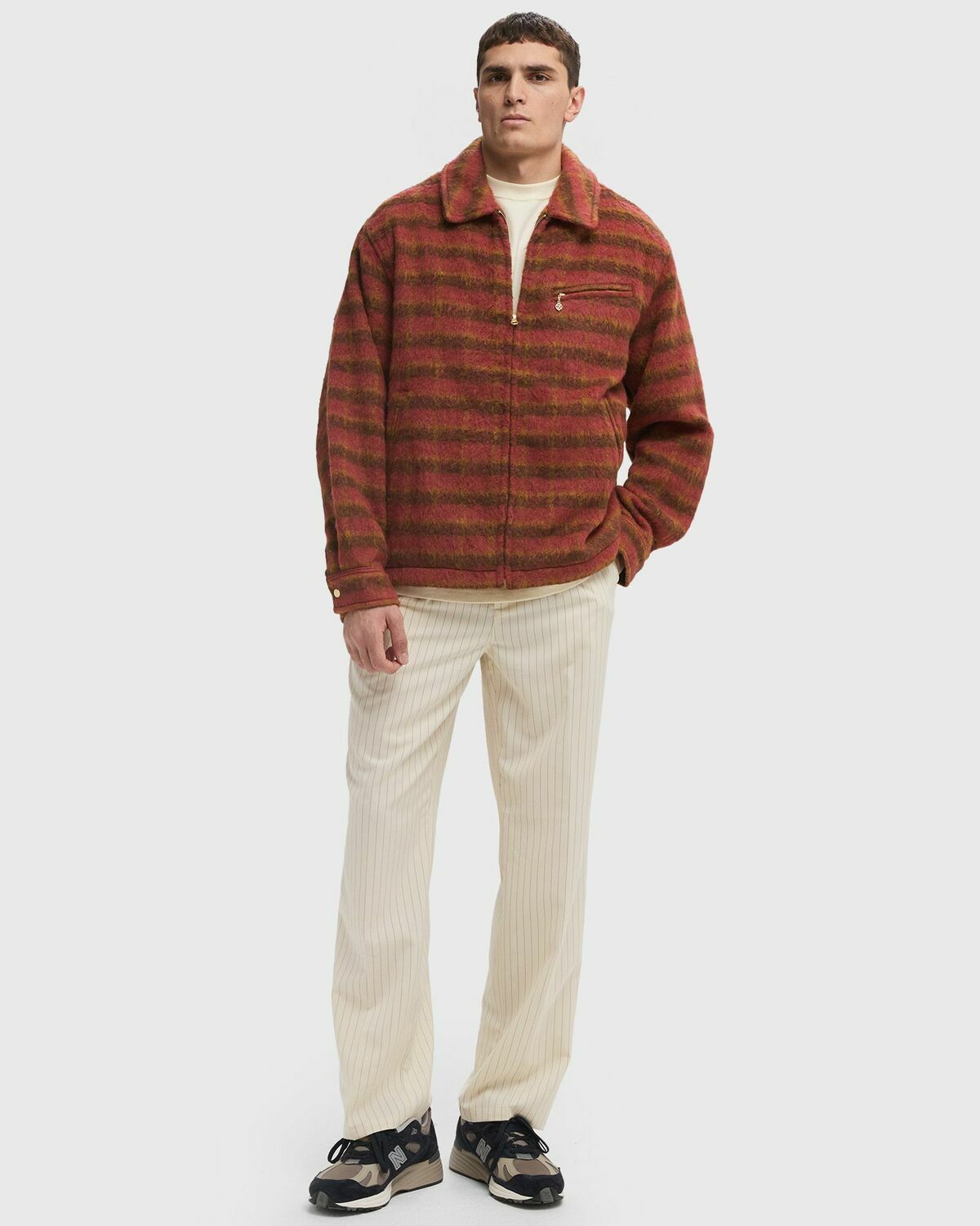 Thisisneverthat BRUSHED WOOL CHECK JACKET Red Mens Overshirt