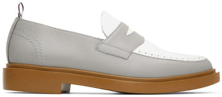 Photo: Thom Browne Gray & White Lightweight Penny Loafers