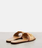 Valentino Garavani VLogo leather-trimmed raffia slides