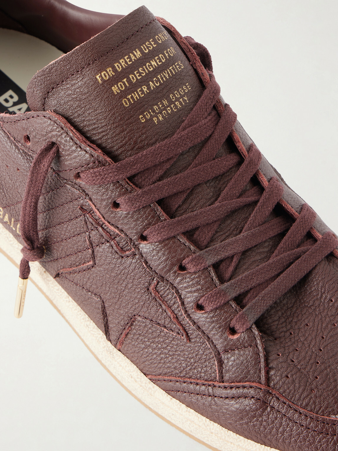 Golden Goose - Ball Star Distressed Leather Sneakers - Burgundy