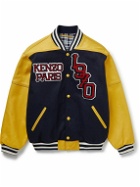 KENZO - Logo-Appliquéd Leather and Felt Varsity Jacket - Black