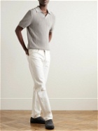 Mr P. - Open-Knit Ribbed Cotton Polo Shirt - Gray