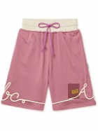 Abc. 123. - Straight-Leg Logo-Appliquéd Open-Knit Jersey Shorts - Pink