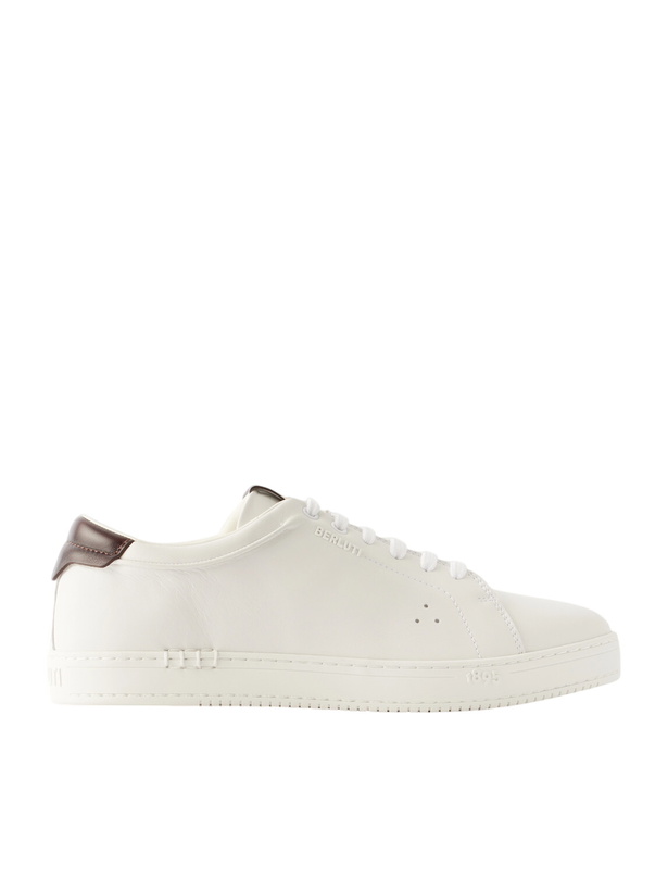 Photo: Berluti - Logo-Embossed Leather Sneakers - White
