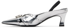 Justine Clenquet Silver Joan Slingback Heels