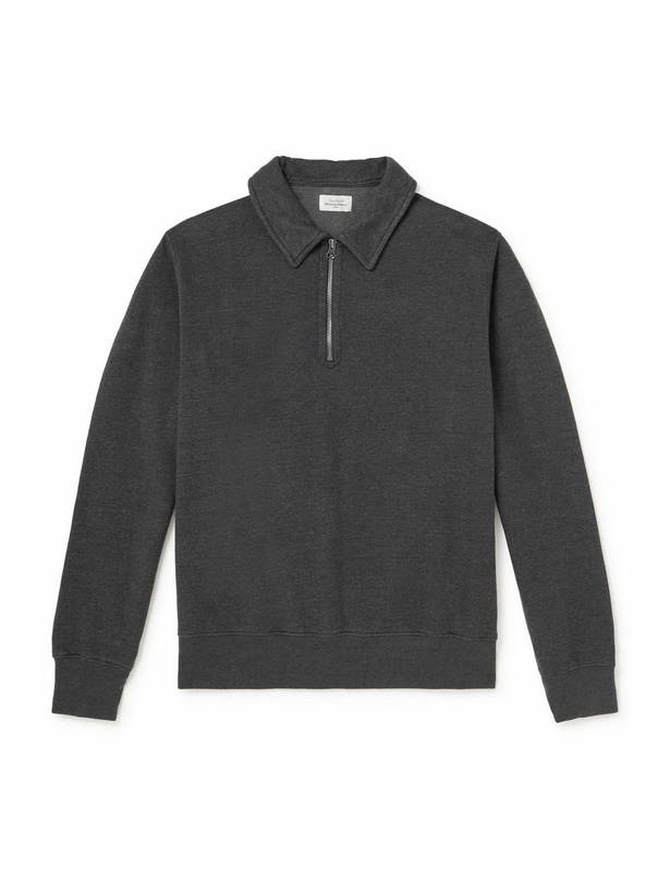 Photo: Hartford - Cotton-Blend Jersey Half-Zip Sweatshirt - Gray