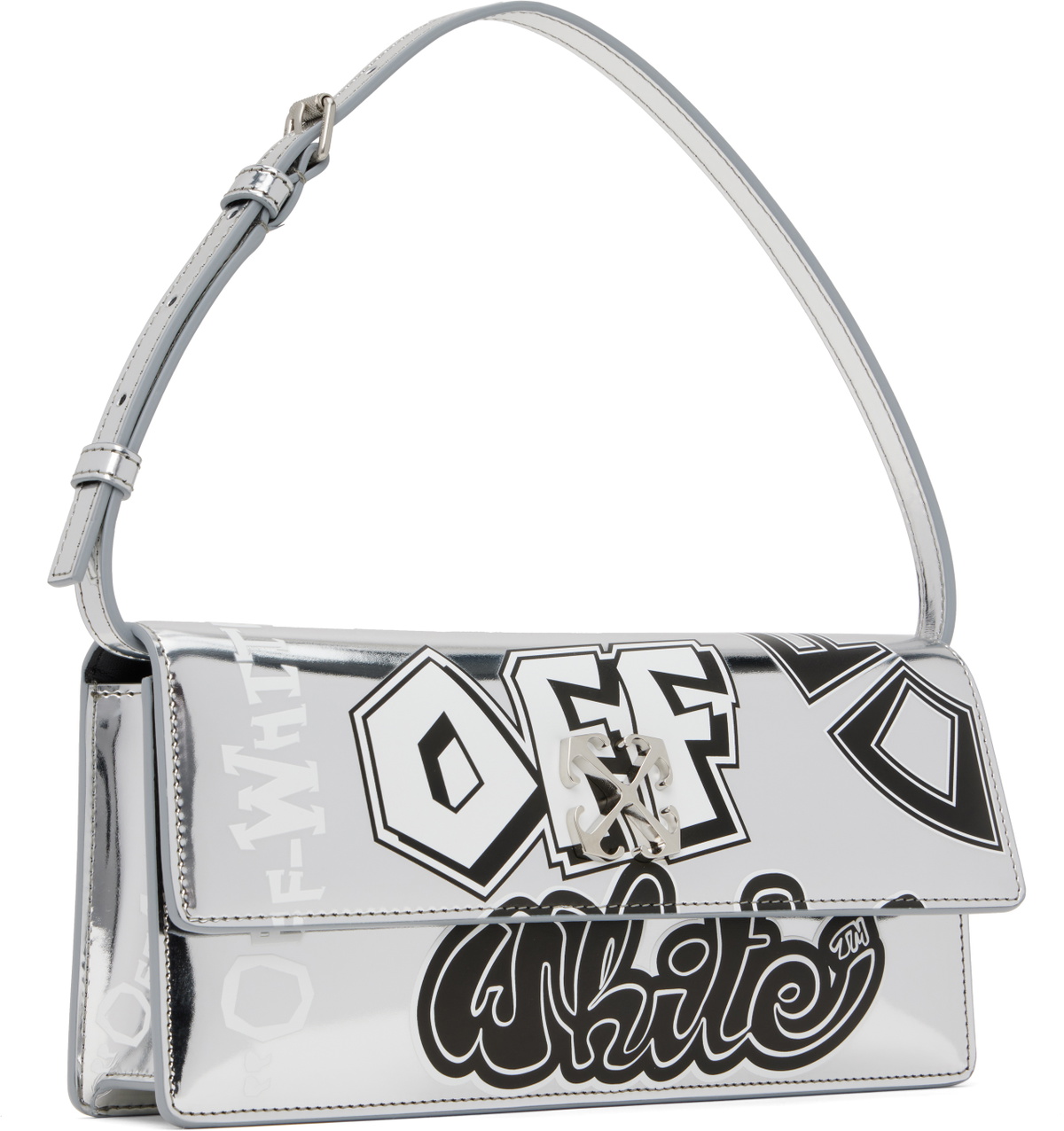 off-white オフホワイト　jitney ジットニー　シルバー　プレート Off-White Silver Jitney 1.0 Shoulder Bag Off-White