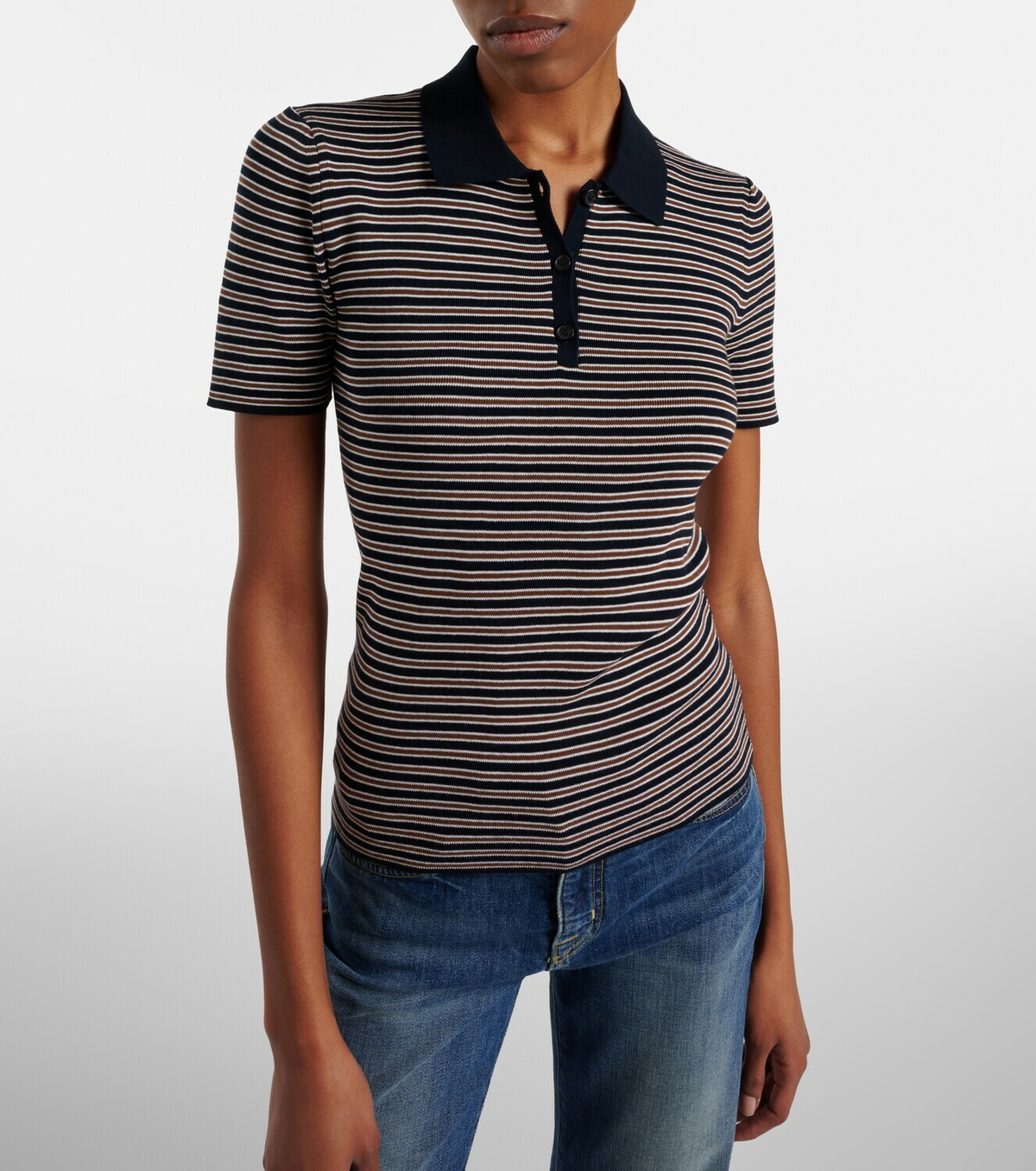 Nili Lotan Gemmatta striped cotton polo shirt