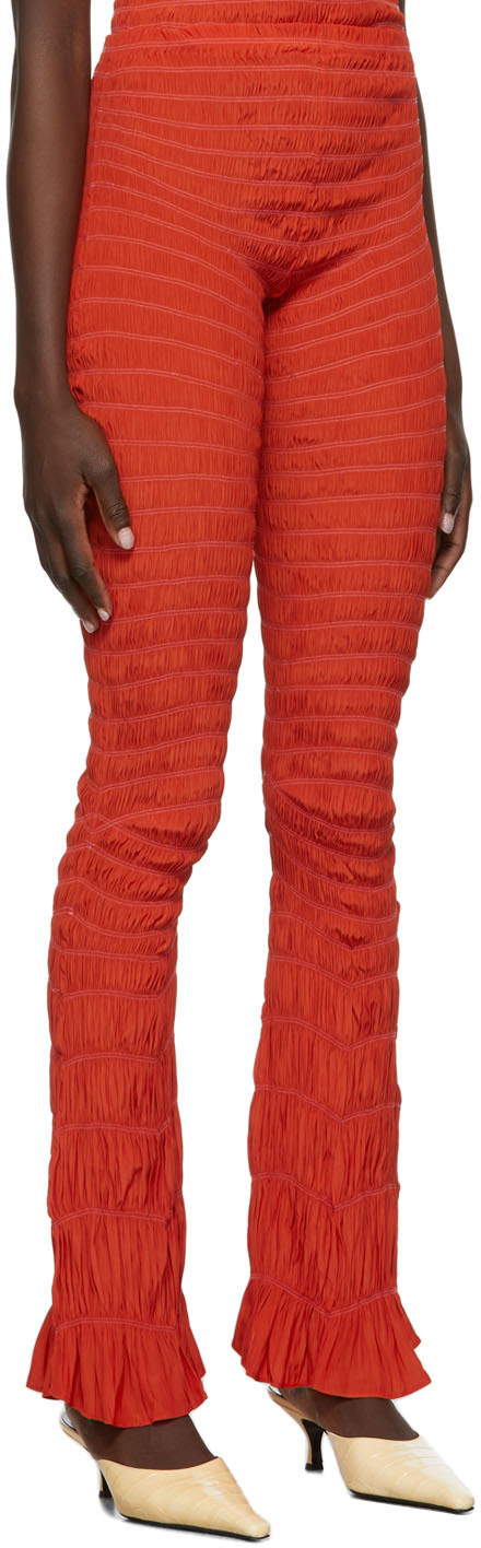 Gauntlett Cheng SSENSE Exclusive Red Flared Linear Elastic Trousers