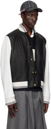 Thom Browne Black & White Press-Stud Leather Jacket