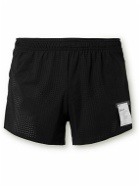 Satisfy - Straight-Leg Logo-Appliquéd Space‑O™ Shorts - Black