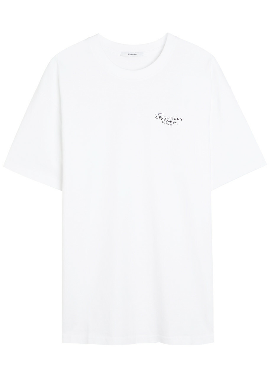 Givenchy Men's Small Text Logo T-Shirt in White Givenchy