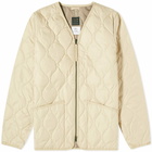 Taion Men's Military Zip V-Neck Down Jacket in Cream