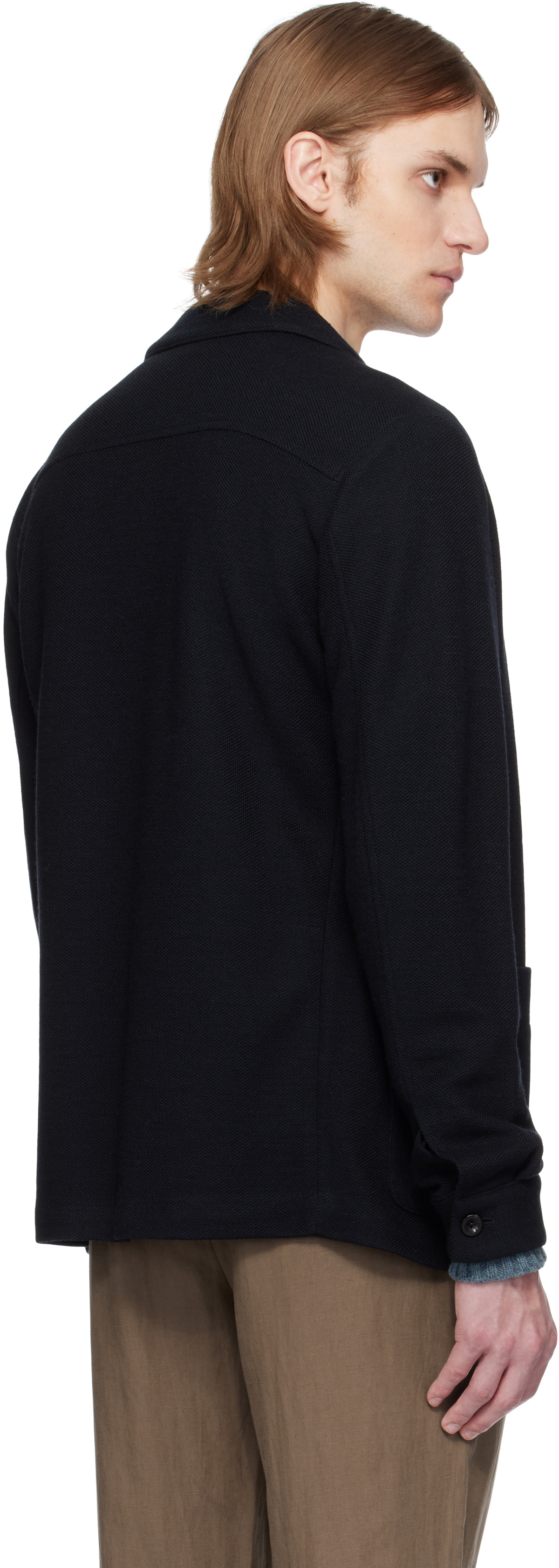 Ralph Lauren Purple Label Navy Hand-Tailored Wool-Blend Jacket