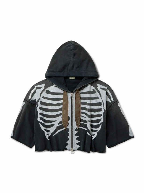 Photo: KAPITAL - Frayed Printed Cotton-Jersey Zip-Up Hoodie