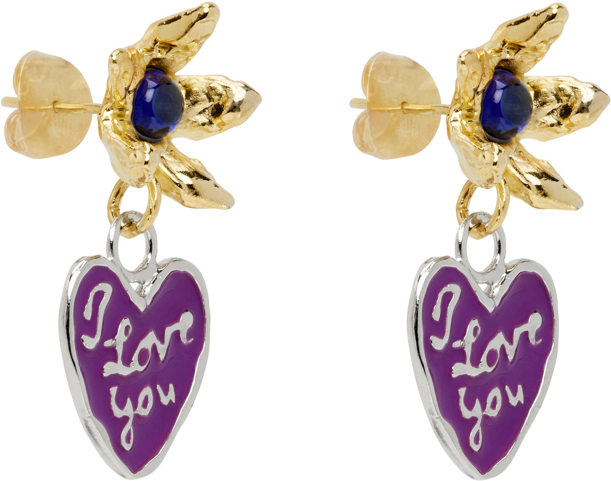 Chopova Lowena Gold & Silver Lovers Drop Earrings
