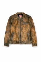 Diesel Biker jacket in treated leather - Leather jackets Mens in Brown
