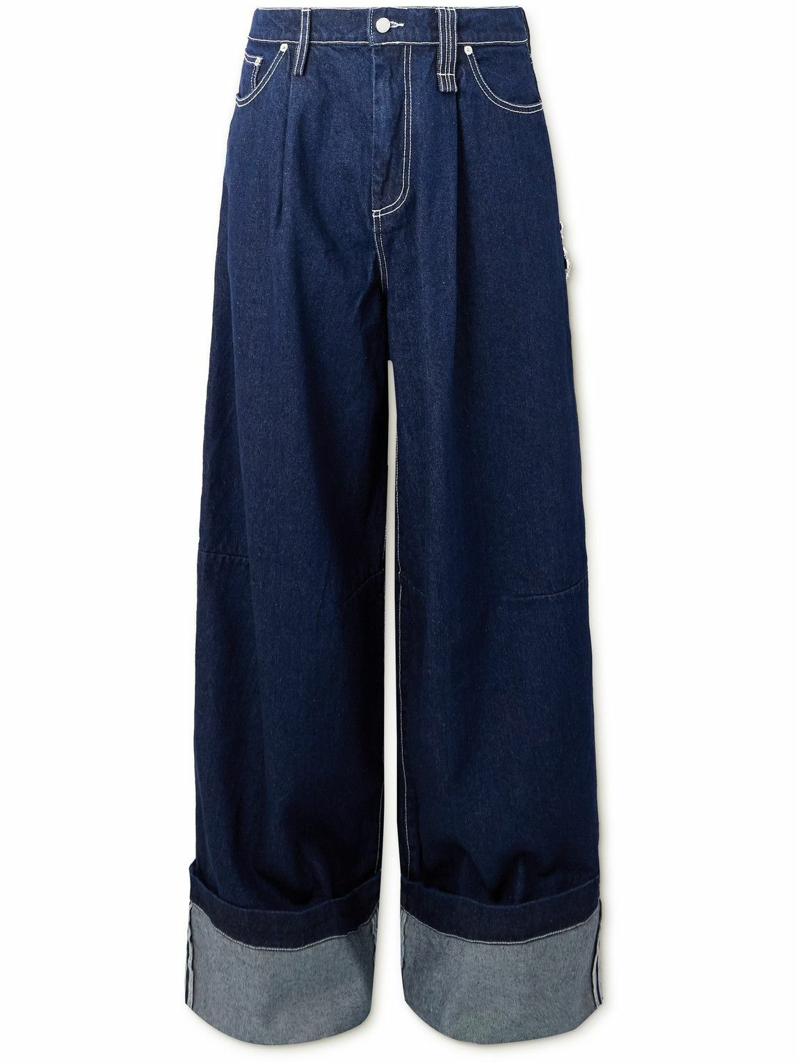 【SIMONE ROCHA】ネイビー Turbo Embellished Puddle ジーンズ Simone Rochaのネイビー Embellished Puddle ジーンズがセール中