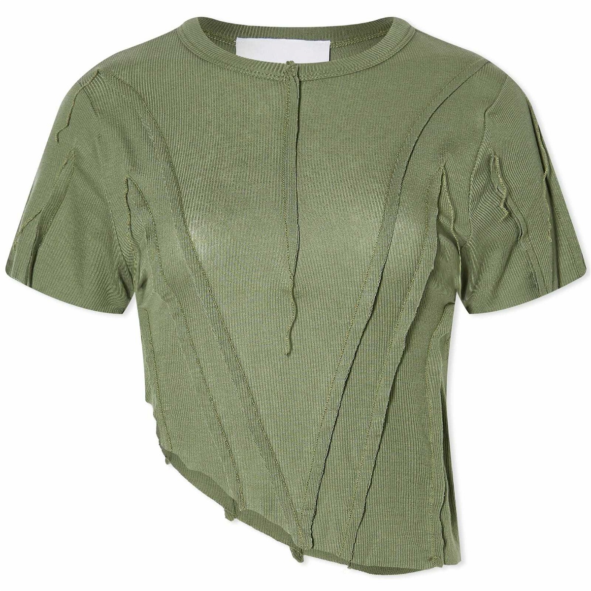 Photo: Sami Miro Vintage Women's Asymmetric Short Sleeve T-Shirt in Army Green