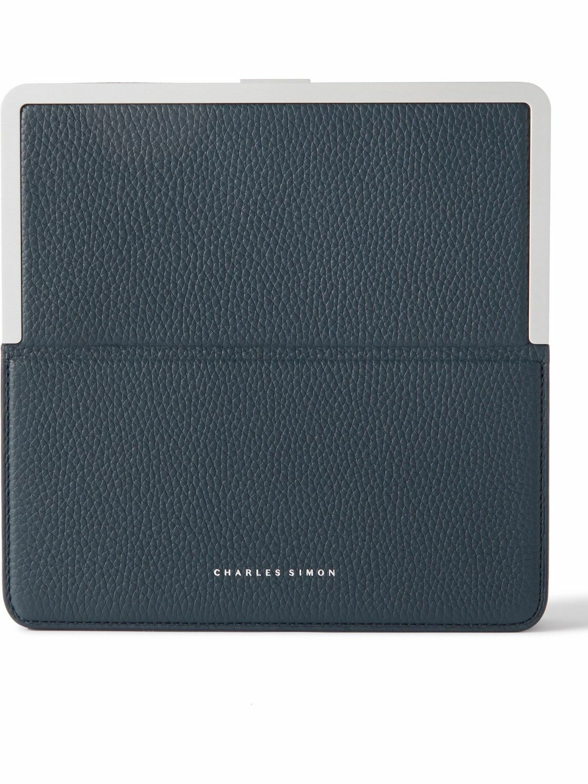 Charles Simon - Logo-Print Full-Grain Leather and Silver-Tone Travel Wallet