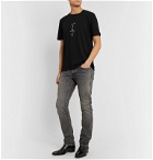 SAINT LAURENT - Distressed Printed Cotton-Jersey T-Shirt - Black