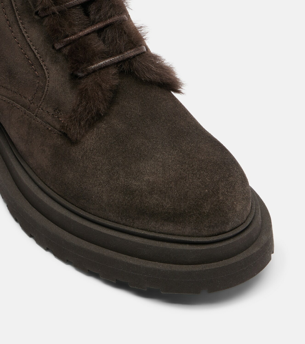 Brunello Cucinelli Monili shearling-trimmed suede lace-up boots