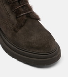 Brunello Cucinelli Monili shearling-trimmed suede lace-up boots