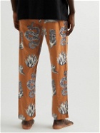 Desmond & Dempsey - Tapered Printed Linen Pyjama Trousers - Orange